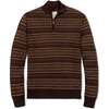 Men's Organic Half Zip Intarsia Pullover Sweater, Chocolate Fireside Fair Isle - Sweaters - 1 - thumbnail