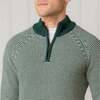 Men's Organic Half Zip Ski Pullover Sweater, Deep Green Stripe - Sweaters - 2