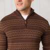 Men's Organic Half Zip Intarsia Pullover Sweater, Chocolate Fireside Fair Isle - Sweaters - 2