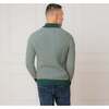 Men's Organic Half Zip Ski Pullover Sweater, Deep Green Stripe - Sweaters - 3