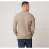 Men's Organic Half Zip Cable Pullover Sweater, Taupe Marl Cable - Sweaters - 3