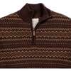 Men's Organic Half Zip Intarsia Pullover Sweater, Chocolate Fireside Fair Isle - Sweaters - 3