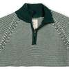 Men's Organic Half Zip Ski Pullover Sweater, Deep Green Stripe - Sweaters - 4