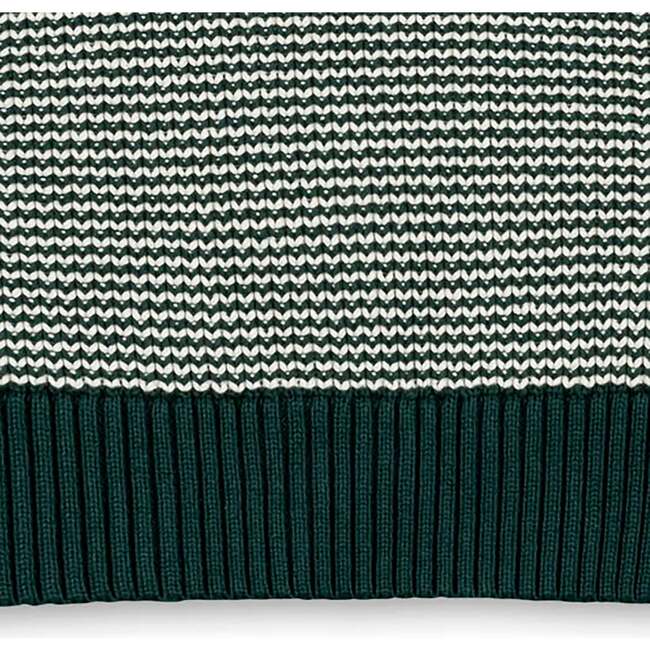 Men's Organic Half Zip Ski Pullover Sweater, Deep Green Stripe - Sweaters - 5