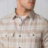 Men's Organic Flannel Double Pocket Button Down Shirt, Taupe Heirloom Plaid - Button Downs - 2