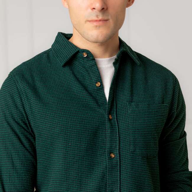 Men's Organic Long Sleeve Flannel Button Down Shirt, Scottish Herringbone - Button Downs - 2