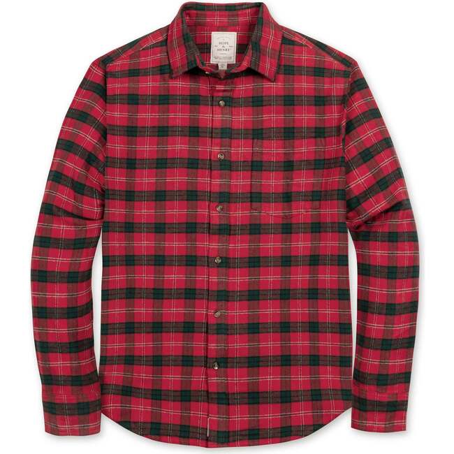 Men's Organic Long Sleeve Flannel Button Down Shirt, London Plaid