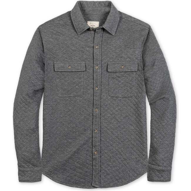 Men's Long Sleeve Quilted Shirt Jacket, Quilted Dark Gray Heather