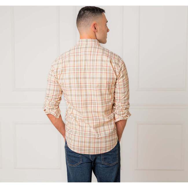 Men's Organic Long Sleeve Stretch Poplin Button Down Shirt, Fireside Plaid - Button Downs - 3