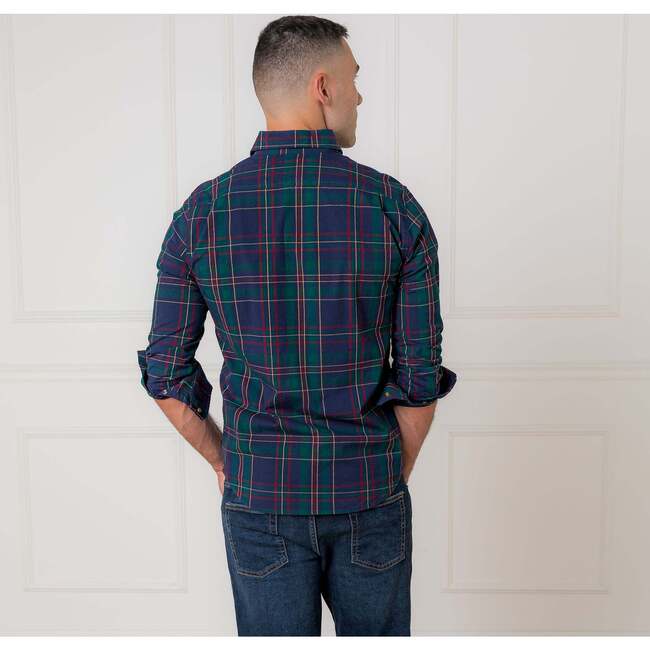 Men's Organic Long Sleeve Stretch Poplin Button Down Shirt, Scottish Plaid - Button Downs - 3