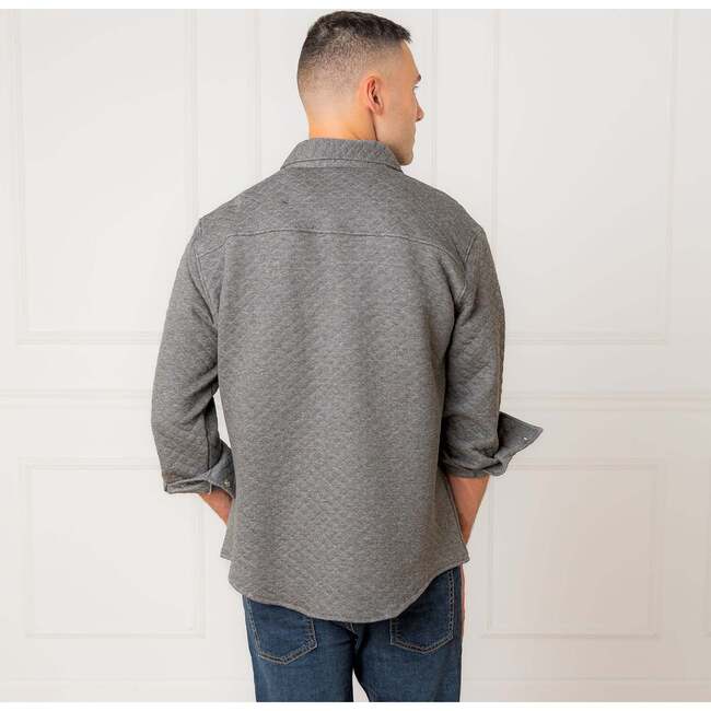 Men's Long Sleeve Quilted Shirt Jacket, Quilted Dark Gray Heather - Button Downs - 3