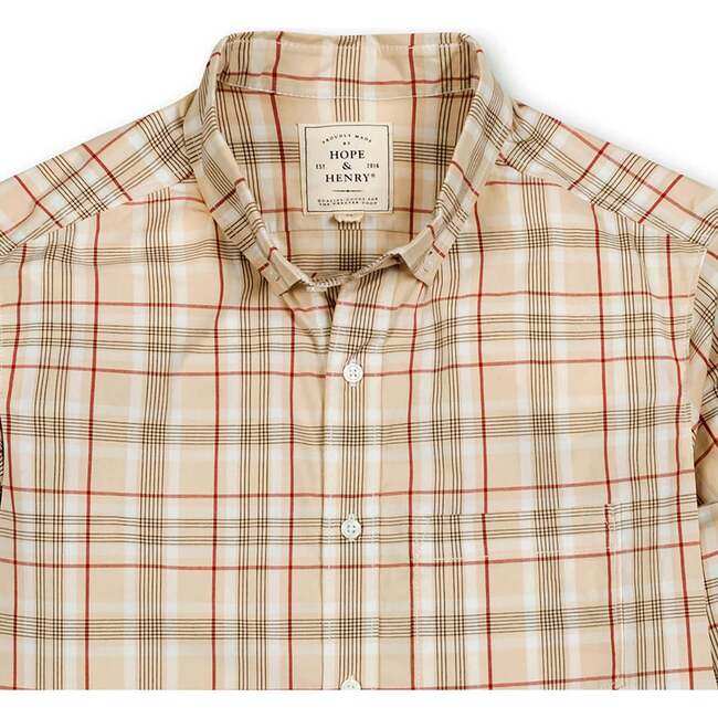 Men's Organic Long Sleeve Stretch Poplin Button Down Shirt, Fireside Plaid - Button Downs - 4