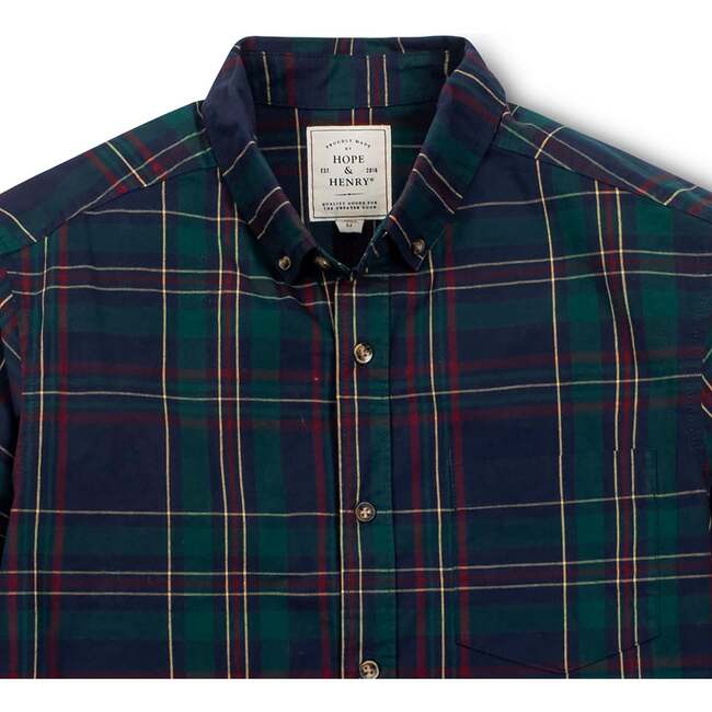 Men's Organic Long Sleeve Stretch Poplin Button Down Shirt, Scottish Plaid - Button Downs - 4