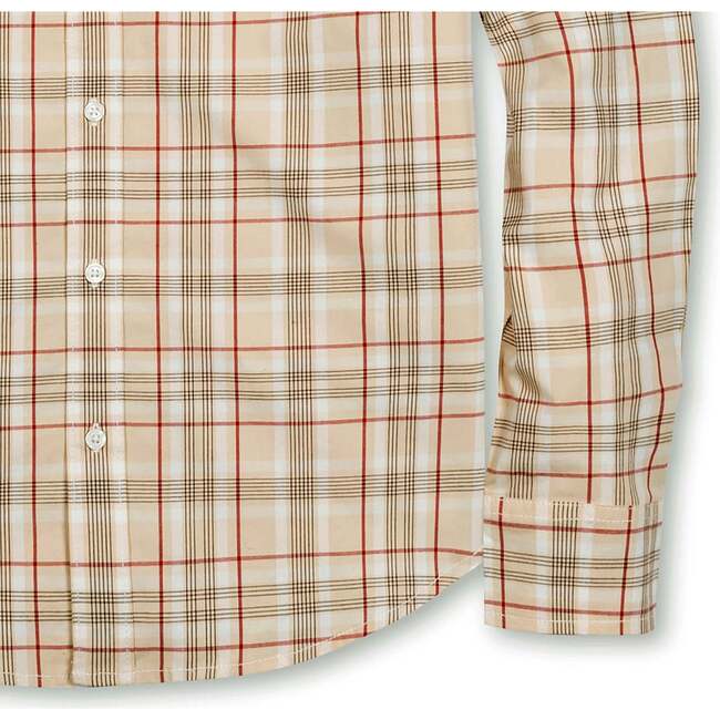 Men's Organic Long Sleeve Stretch Poplin Button Down Shirt, Fireside Plaid - Button Downs - 5