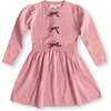 Baby Organic Button Front Bow Detail Sweater Dress, Rose - Dresses - 1 - thumbnail