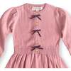 Baby Organic Button Front Bow Detail Sweater Dress, Rose - Dresses - 2