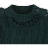Organic Ruffle Edge Cable Knit Sweater Dress, Deep Green Cable - Dresses - 3