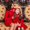 Baby Organic Mock Neck Ruffle Cuff Cable Sweater Dress, Red Cable - Dresses - 2