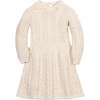 Baby Organic Rosette Detail Cable Knit Sweater Dress, Ivory Cable with Rosettes - Dresses - 1 - thumbnail