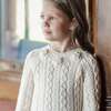 Baby Organic Rosette Detail Cable Knit Sweater Dress, Ivory Cable with Rosettes - Dresses - 2