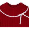 Baby Organic Mock Neck Ruffle Cuff Cable Sweater Dress, Red Cable - Dresses - 4