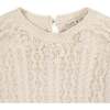 Baby Organic Rosette Detail Cable Knit Sweater Dress, Ivory Cable with Rosettes - Dresses - 3