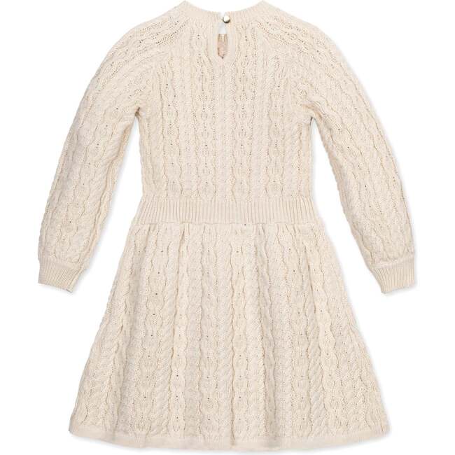 Baby Organic Rosette Detail Cable Knit Sweater Dress, Ivory Cable with Rosettes - Dresses - 4