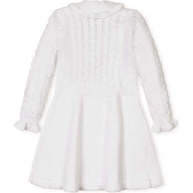 BabyOrganic Chunky Ruffle Edge Sweater Dress, Soft White Cable - Dresses - 2