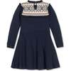 Baby Organic Ruffle Collar Fair Isle Yoke Sweater Dress, Scottish Snowflake - Dresses - 4