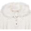 Organic Cable Sweater Cape with Faux Fur, Soft White Cable - Sweaters - 2