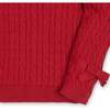 Baby Organic Long Puff Sleeve Sweater with Bow Detail, Red Cable - Sweaters - 3