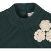 Organic Long Sleeve Mock Neck Sweater with Rosettes, Deep Green Rosette - Sweaters - 2