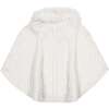 Organic Cable Sweater Cape with Faux Fur, Soft White Cable - Sweaters - 3