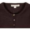 Organic Cropped Scallop Edge Sweater Cardigan, Chocolate Heather - Cardigans - 2