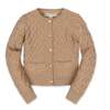 Organic Long Sleeve Herringbone Cardigan Sweater, Camel Heather - Cardigans - 1 - thumbnail
