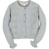 Organic Cropped Ruffle Cuff Cable Sweater Cardigan, Gray Heather - Cardigans - 1 - thumbnail