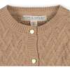 Organic Long Sleeve Herringbone Cardigan Sweater, Camel Heather - Cardigans - 2