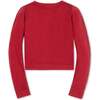 Organic Bow Intarsia Sweater Cardigan, Red with Black Bow - Cardigans - 3