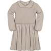 Organic Peter Pan Collar Scallop Trim Sweater Dress, Light Taupe Heather - Dresses - 1 - thumbnail