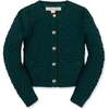 Organic Long Sleeve Herringbone Cardigan Sweater, Deep Green - Cardigans - 1 - thumbnail