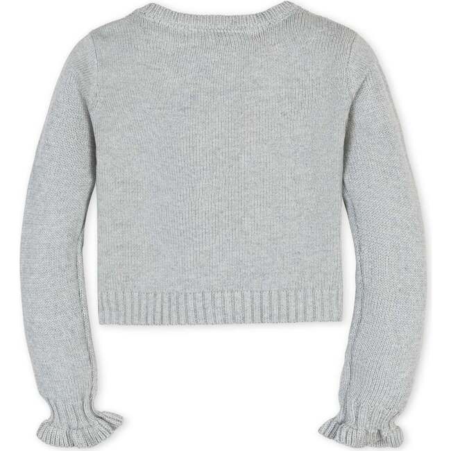 Organic Cropped Ruffle Cuff Cable Sweater Cardigan, Gray Heather - Cardigans - 4