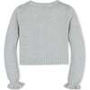 Organic Cropped Ruffle Cuff Cable Sweater Cardigan, Gray Heather - Cardigans - 4