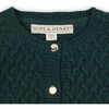Organic Long Sleeve Herringbone Cardigan Sweater, Deep Green - Cardigans - 2