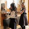 Organic Peter Pan Collar Sweater Dress with Bow, Soft White and Black - Dresses - 2
