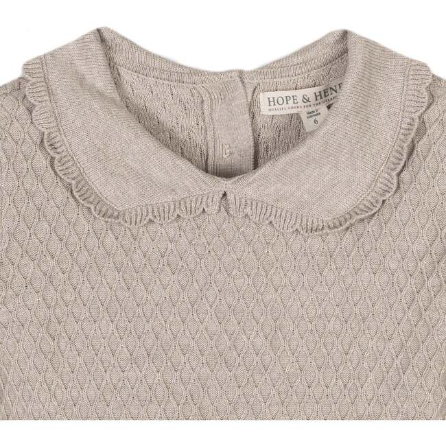 Organic Peter Pan Collar Scallop Trim Sweater Dress, Light Taupe Heather - Dresses - 3