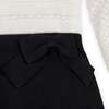 Organic Peter Pan Collar Sweater Dress with Bow, Soft White and Black - Dresses - 3
