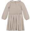 Organic Peter Pan Collar Scallop Trim Sweater Dress, Light Taupe Heather - Dresses - 4