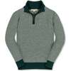 Organic Long Sleeve Half Zip Raglan Ski Sweater, Deep Green Stripe - Sweaters - 1 - thumbnail