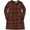 Organic Long Sleeve Bow Detail Intarsia Sweater Dress, Fireside Plaid Intarsia - Dresses - 1 - thumbnail