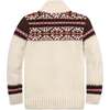 Organic Long Sleeve Full Zip Mock Neck Intarsia Sweater, Ivory Fireside Geo - Sweaters - 3